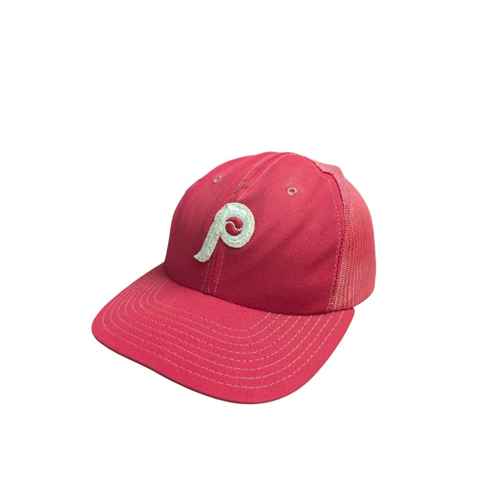 Vintage Philadelphia Phillies Trucker Hat MLB Snapback Korea 70s 80s Green Brim